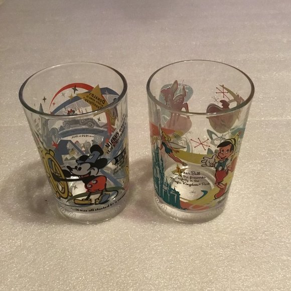 Disney Accents Colorful Pair Of Walt Disney Drinking Glasses Poshmark